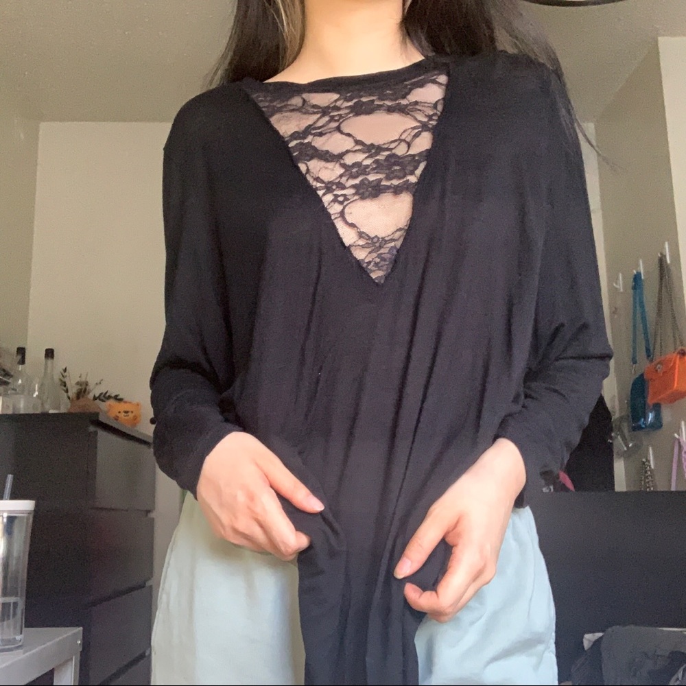 LF Emma and Sam black lace v neck long sleeve
